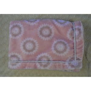 Levtex Pink Medallion Baby Blanket Gray White Plush Floral Lovey
